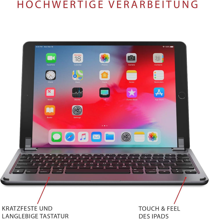 Brydge 10.5 Wireless German QWERTZ Keyboard Compatible with iPad Air (2019) and iPad Pro 10.5-inch,