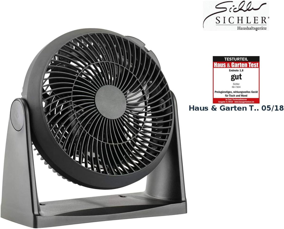 Sichler Haushaltsgeräte Fan: Neigbarer Wand- & Tisch-Raum-Ventilator VT-123.WT, 35 Watt, Ø 18 cm (Ve