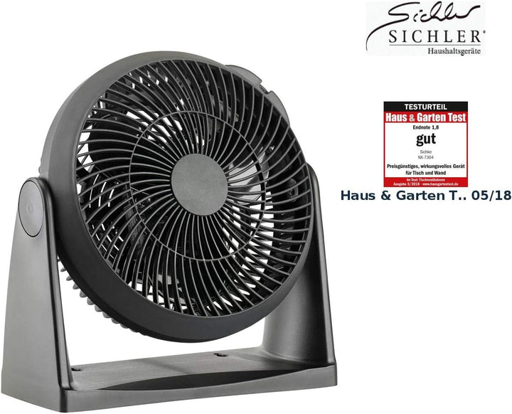 Sichler Haushaltsgeräte Fan: Neigbarer Wand- & Tisch-Raum-Ventilator VT-123.WT, 35 Watt, Ø 18 cm (Ve
