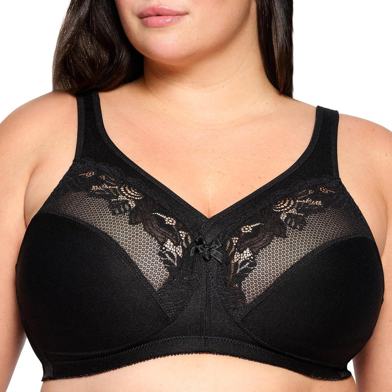 Glamorise Damen Bügelloser MagicLift-Stütz-Minimizer-BH 95E Schwarz, 95E Schwarz