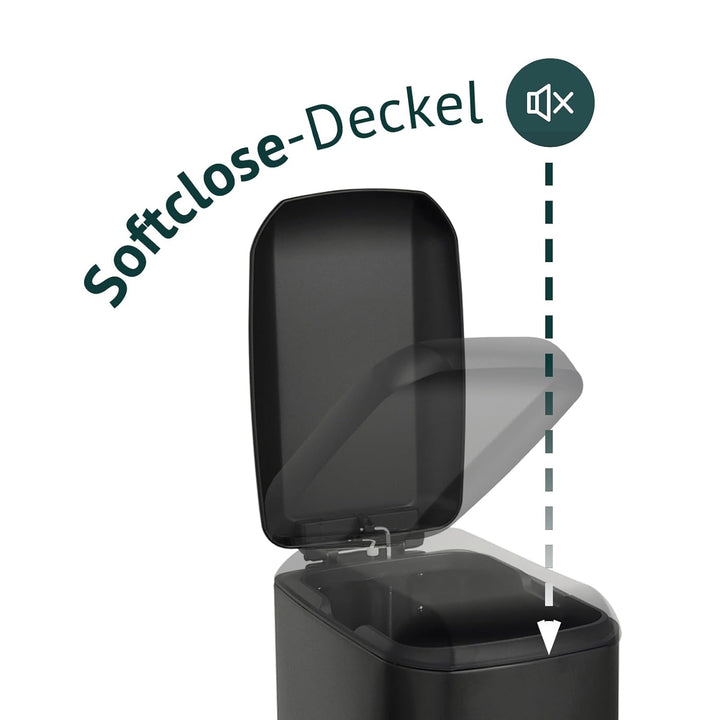 SVITA TS20 Mülleimer Treteimer Abfalleimer 20l inkl. Inneneimer Kunststoff Pedal Softclose-Deckel re
