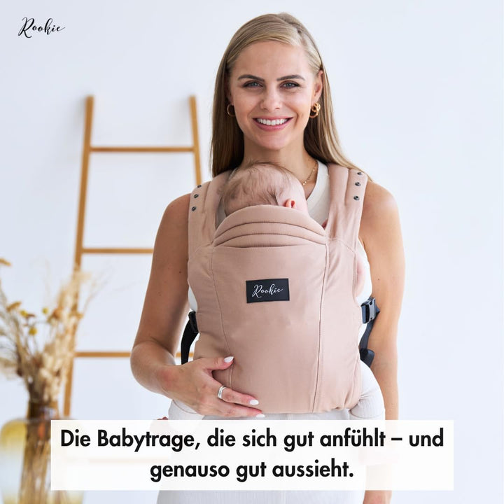 Rookie Babytrage ab Geburt - Ergonomisch, Bequem, Bio-Stoffe - Premium Elite Design - Baby Trage sch