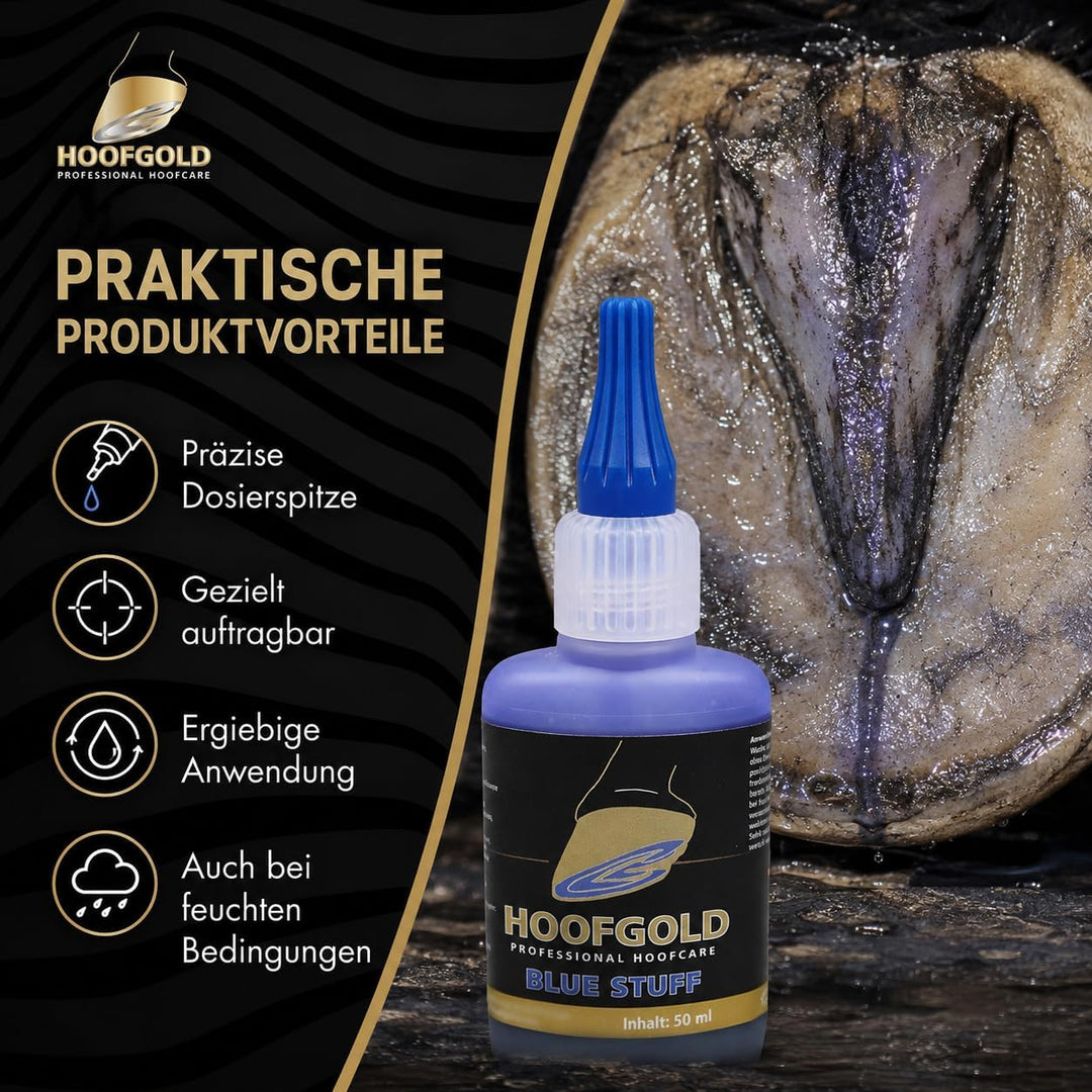 BlueStuff Hufpflegemittel 50 ml - Strahlfäule Pferd Mittel - schnelle Hilfe