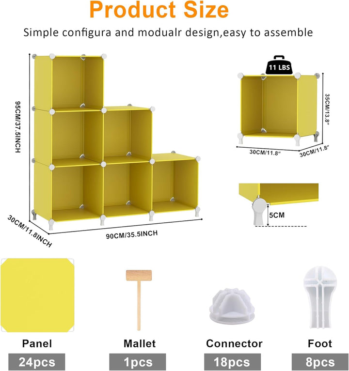 AWTATOS Würfel Aufbewahrungs Organizer, 6 Würfelregale mit Holzhammer, DIY Schrank, Modulares Lagerr