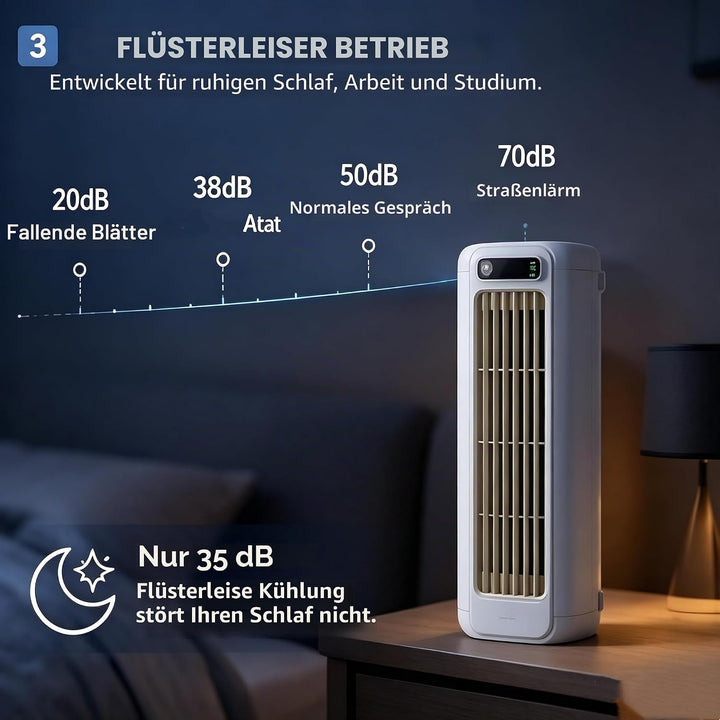 Cooling Ace Klimaanlage, Luftkühlung Ventilator Leise mit Einstellbaren 3 Geschwindigkeiten, Tragbar