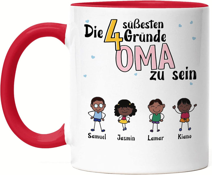 Oma Tasse Rot Geburtstag Personalisiert für Oma Enkel Enkelin Baby Geschenk Kinder Oma Geschenk Mutt