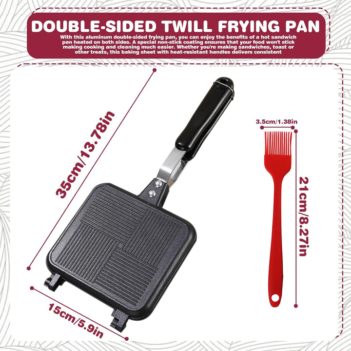 GOEDCH Aluminium Doppelseitige Bratpfanne: Hot Sandwich Maker Pan, Toastpfanne mit Hitzebeständigem