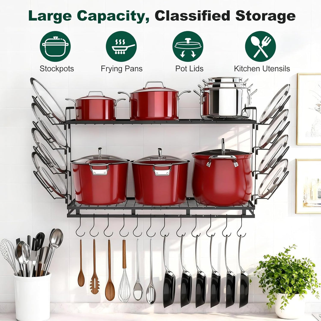 Housolution Topf Organizer Wand, 57-77cm Länge Erweiterbare, 3-Stufig Höhe Verstellbare, Robuster Pf