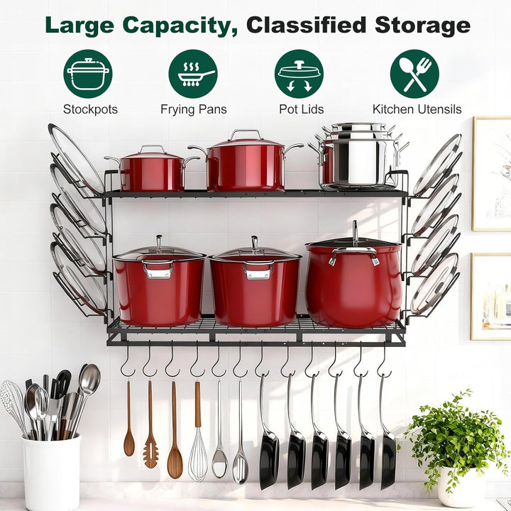 Housolution Topf Organizer Wand, 57-77cm Länge Erweiterbare, 3-Stufig Höhe Verstellbare, Robuster Pf
