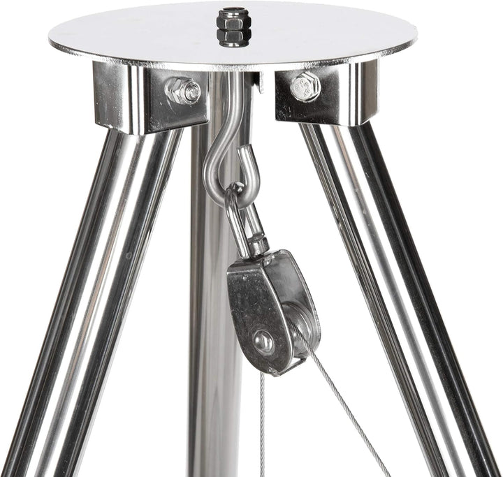 HeRo24 Edelstahl- Dreibein Schwenker Grillgestell mit Kurbel,Kette,Hacken und Wirbel,Ohne ROST!!