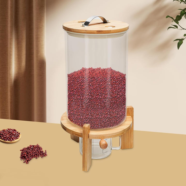 Reisspender 7,5L Glas, Müslispender Glaskornbehälter 20x30cm, Luftdicht mit Messbecher für Cerealien