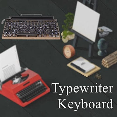 Retro Mechanische Tastatur im Schreibmaschinen Stil,Kabellos Bluetooth Tastatur mit Tablet- und Hand