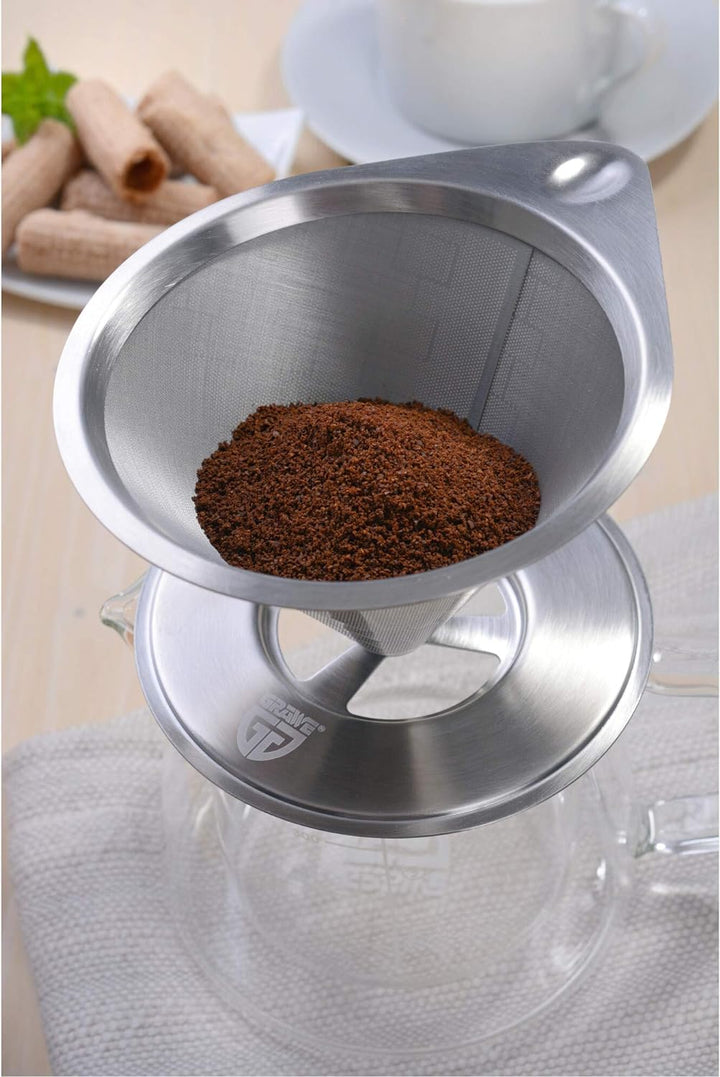GRÄWE Kaffeebereiter mit hitzebeständiger Karaffe aus Borosilikat-Hartglas, mit Edelstahl-Dauerfilte