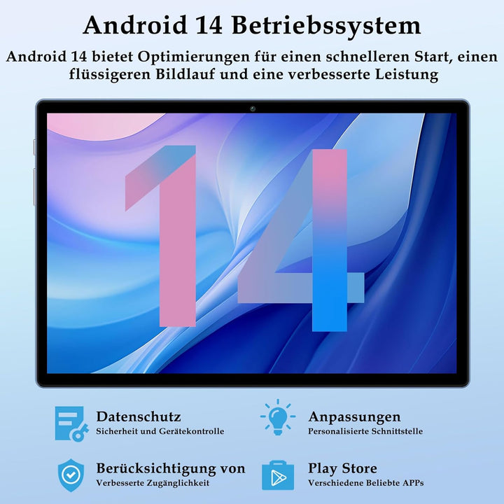 ZIOVO Android Tablet 10 Zoll Gemini AI mit 22GB RAM+128GB ROM(TF 2TB), 5G WiFi, Octa-Core 2.0GHz, Wi