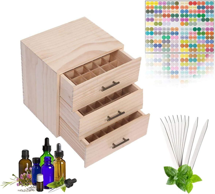 CHSEEO Ätherisches Öl Display Box Halter Organisator Aufbewahrungsbox 90 Löcher Holzbox Kann Nagella