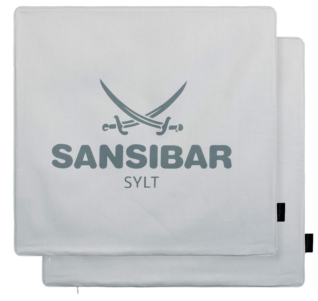 Sansibar Kissen Zierkissen Dekokissen Sofakissen 100% Baumwolle (Bezug - 45x45 cm - 2er-Set, Hellgra