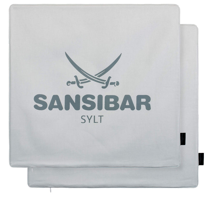Sansibar Kissen Zierkissen Dekokissen Sofakissen 100% Baumwolle (Bezug - 45x45 cm - 2er-Set, Hellgra