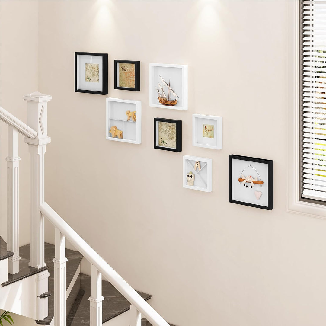 EUGAD 3D Bilderrahmen zum Befüllen, Objektrahmen 30x30 cm, tiefer Rahmen für Objekte bis 3 cm, Holzr