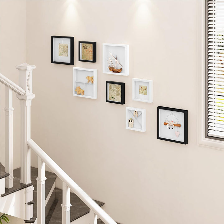 EUGAD 3D Bilderrahmen zum Befüllen, Objektrahmen 30x30 cm, tiefer Rahmen für Objekte bis 3 cm, Holzr