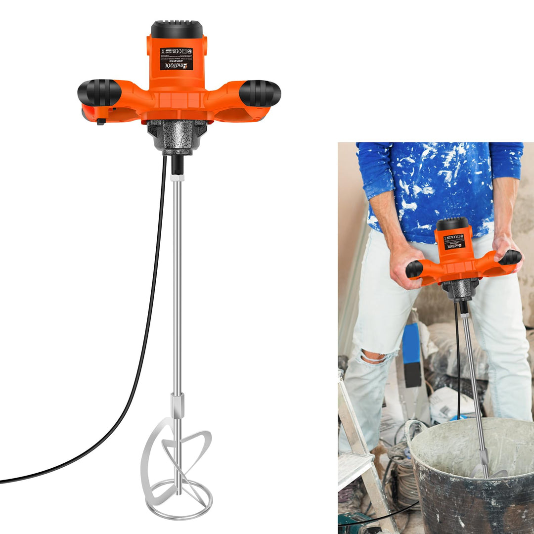 2600W Elektrischer Zementmischer Betonmischer, Elektrischer Mörtelrührer Handmischer mit Mischstab,