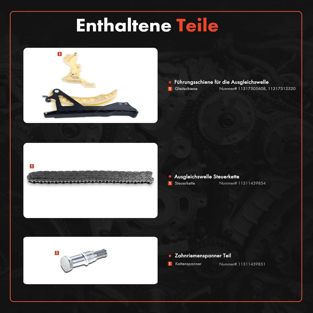 4x Steuerkettensatz für 1er E81 E87 E88 120i 3er E46 316i 318i 5er E60 520i X1 E84 X3 E83 Z4 Roadste