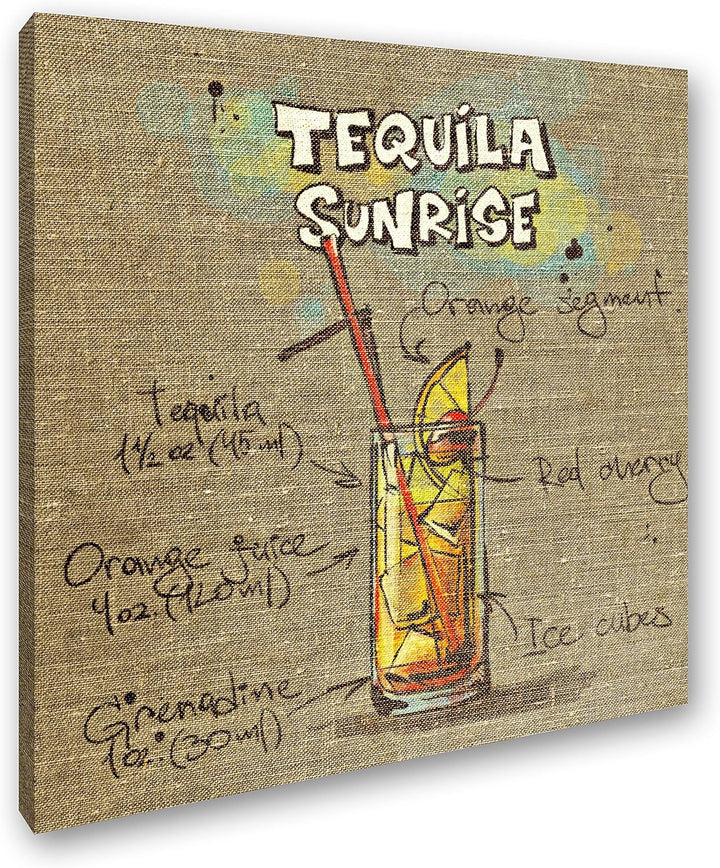 deyoli Rezept für einen Tequila Sunrise Format: 60x60 als Leinwandbild, Motiv fertig gerahmt auf Ech