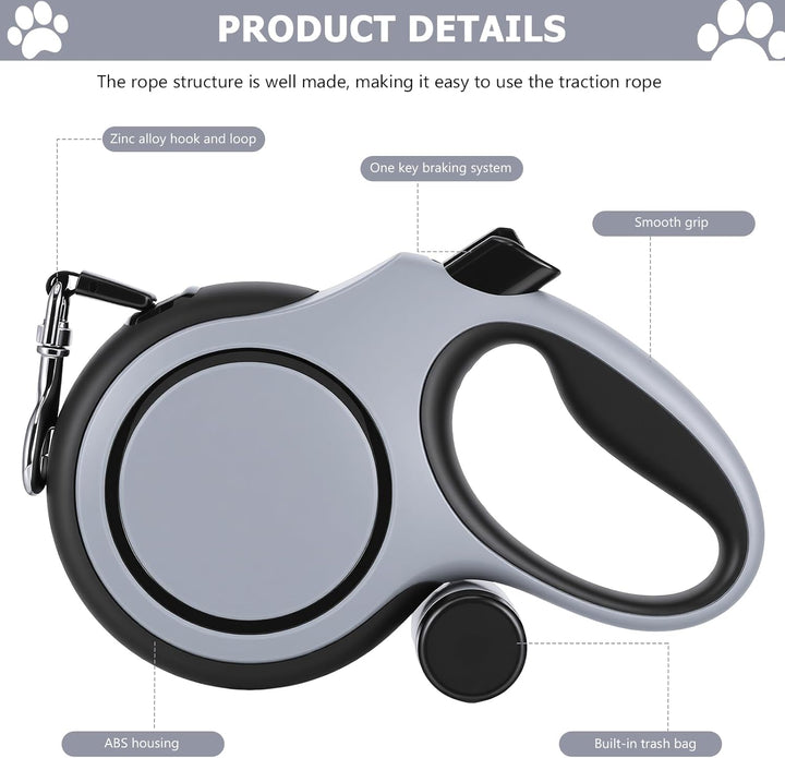 Flexi Leine 8m für Grosse Hunde bis 50kg, Hundeleine Flexi mit Einhand-Bremssystem, Rollleine für Hu