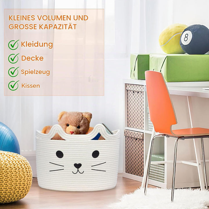 Aufbewahrungskorb Kinder aus Baumwolle für Spielzeug und Wäsche， Wäschekorb und Spielzeugkorb in ein