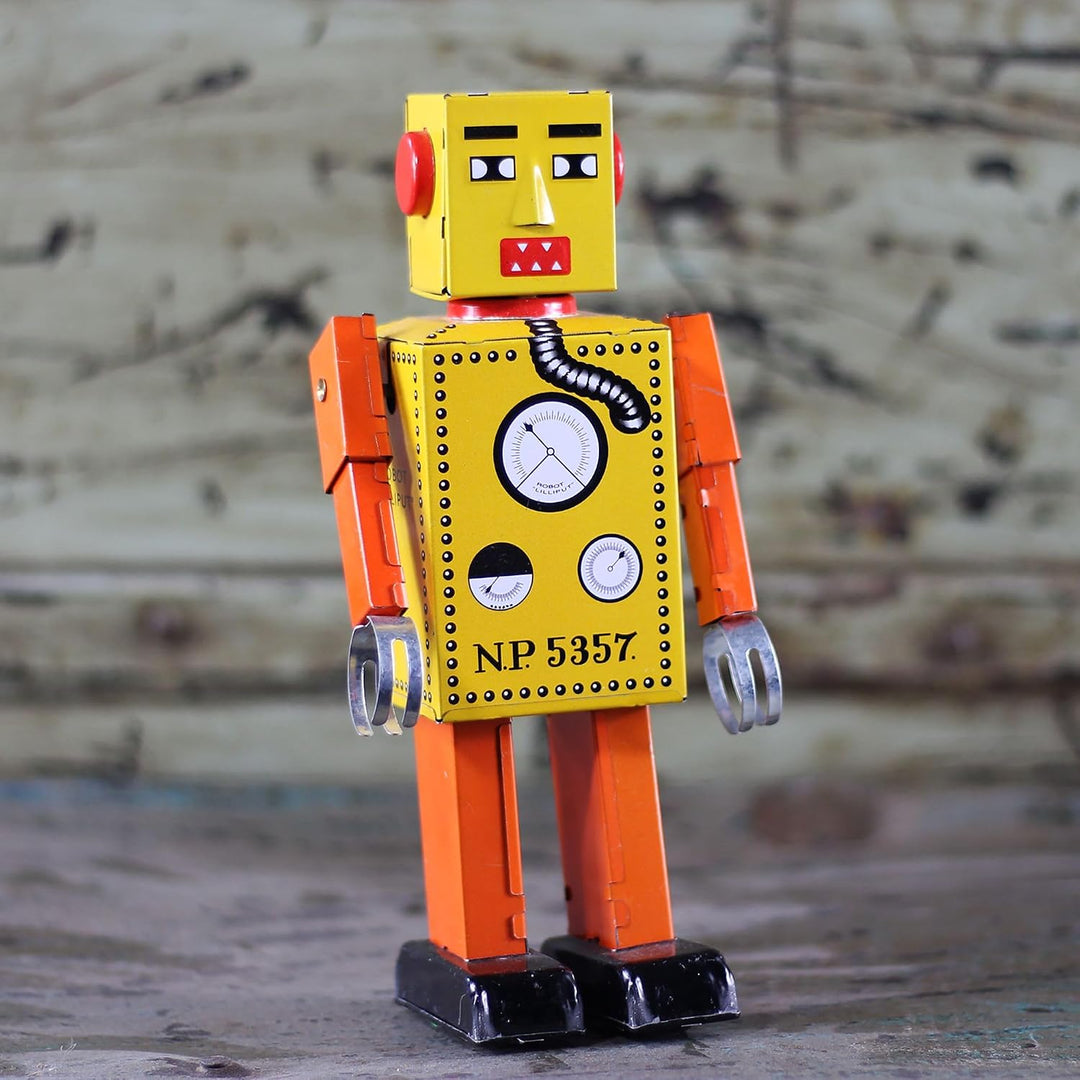 Freak Scene Superfreak Roboter - Roboter Liliput - Blechroboter - Retro Blechspielzeug Gelb, Gelb