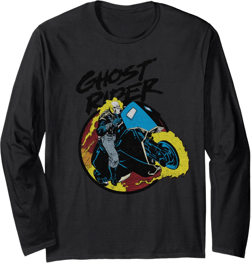 Marvel Ghost Rider Circle Portrait Action Shot Langarmshirt