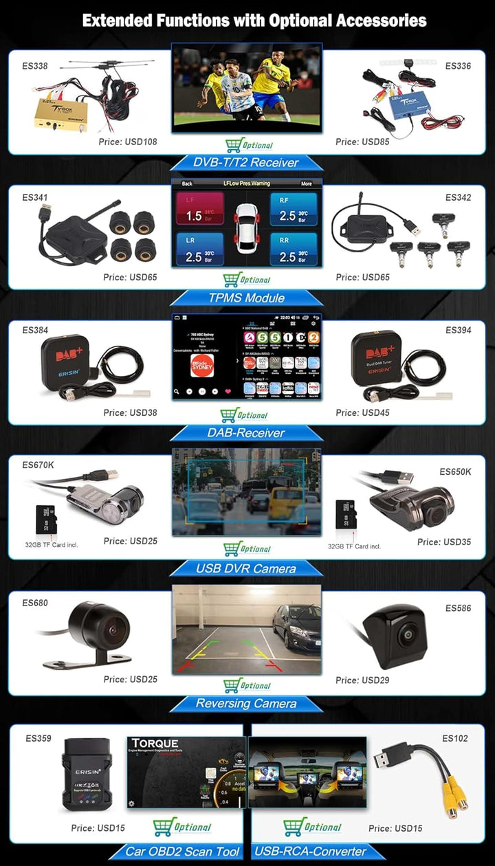 Erisin 8 Kern Android 14 DAB+ Autoradio 4GB+64GB Bluetooth Für BMW 3er E90 E91 E92 E93 M3 mit GPS Na