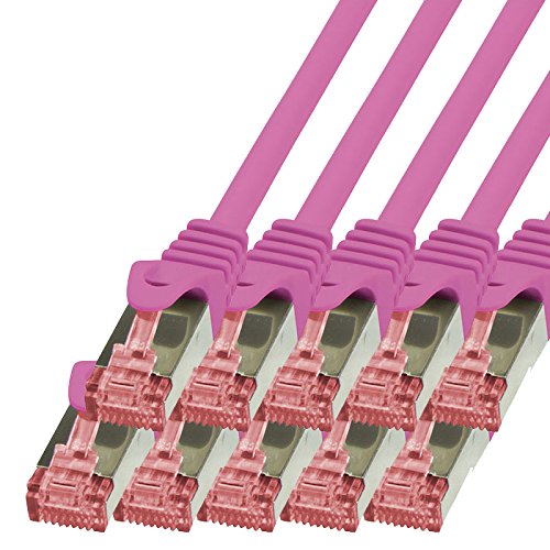BIGtec LAN Kabel 10 Stück 10m Netzwerkkabel Ethernet Internet Patchkabel CAT.6 Magenta Gigabit SFTP