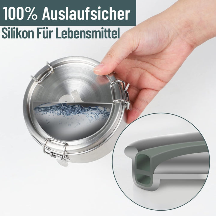 nicelock Edelstahl Brotdose(3 Stück) Erwachsenen Lebensmittelbehälter Kinder Lunchbox Edelstahl Geei