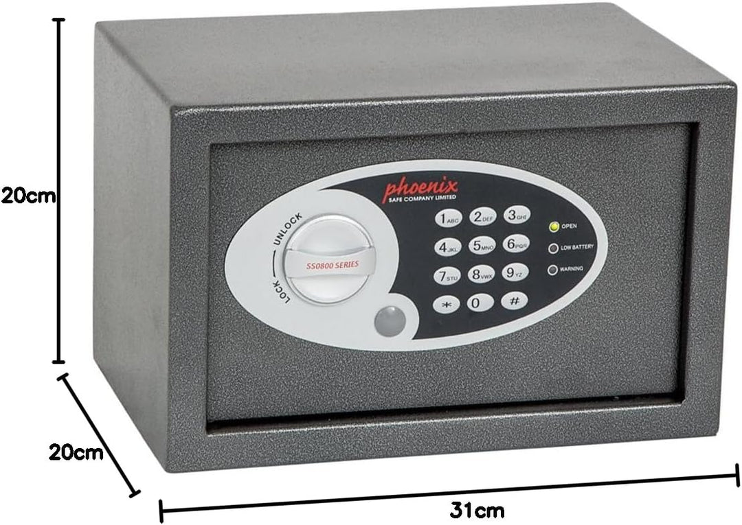 Phoenix SS0801E Vela Home & Office Safe Möbeltresor Kompaktsafe mit Elektronikschloss, HxBxT: 20 x 3