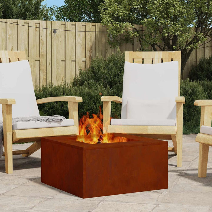 vidaXL Feuerstelle Braun 60 x 60 x 30 cm Wetterfeststahl, Garten und Terrasse, Moderne Feuerstelle,