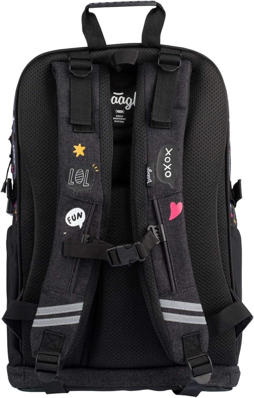 Schulrucksack Set Mädchen 3 Teilig - Schultasche ab 3. Klasse - Grundschule Ranzen mit Brustgurt - E