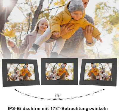 TSITSC 7 Zoll Digitaler Bilderrahmen, 1024 * 600 IPS-Bildschirm Elektronischer Bilderrahmen Kalender