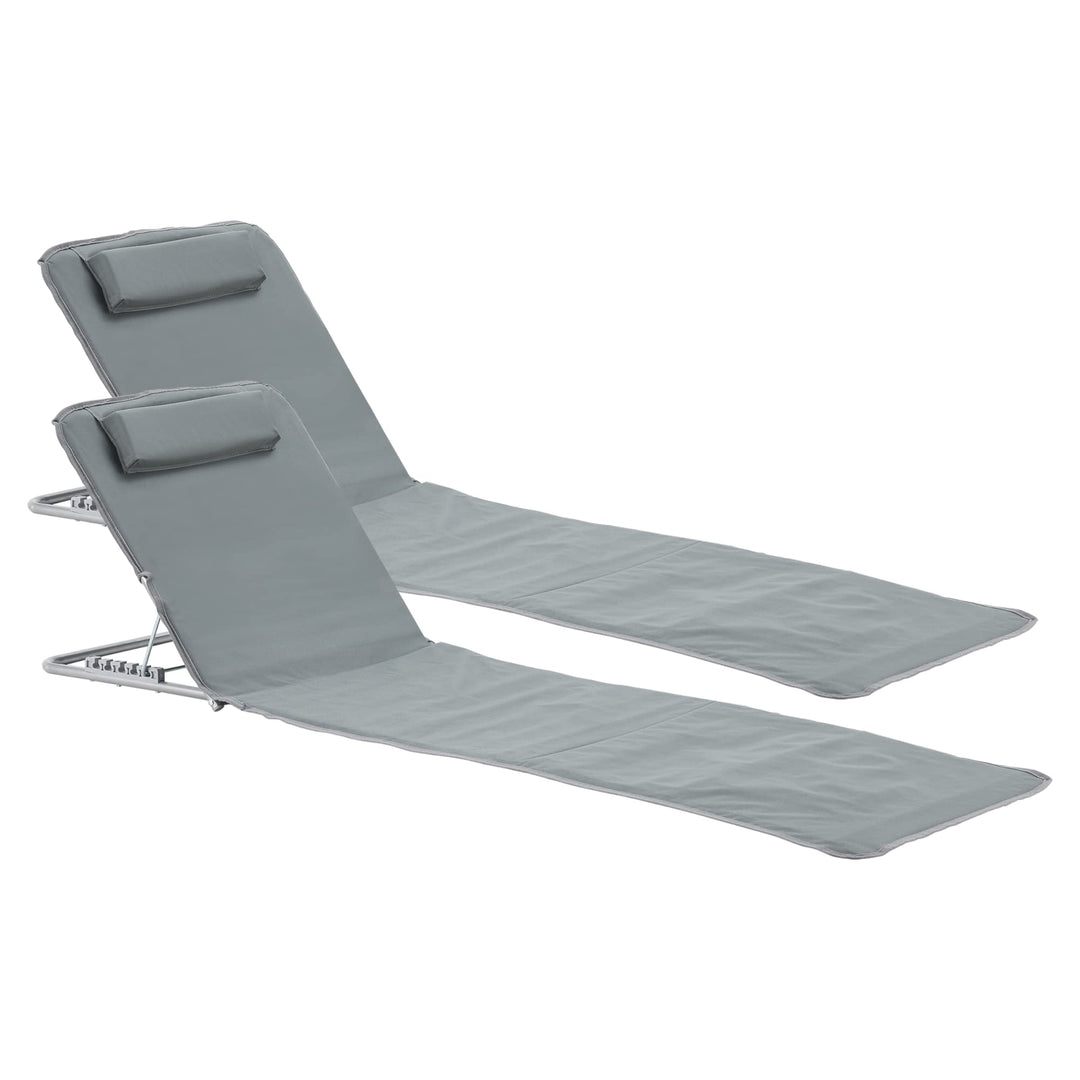 [en.casa] Strandmatte Cellorigo 2er Set Strandliege klappbar Dunkelgrau Sonnenmatte mit 5-Fach Verst