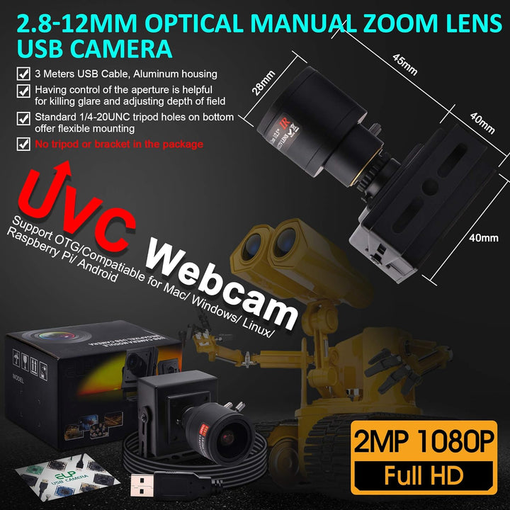 ELP 1080P Optical Zoom Webcam 2,8-12mm Vario Objektiv USB Kamera Full fps Full HD 1080p Webkamera mi