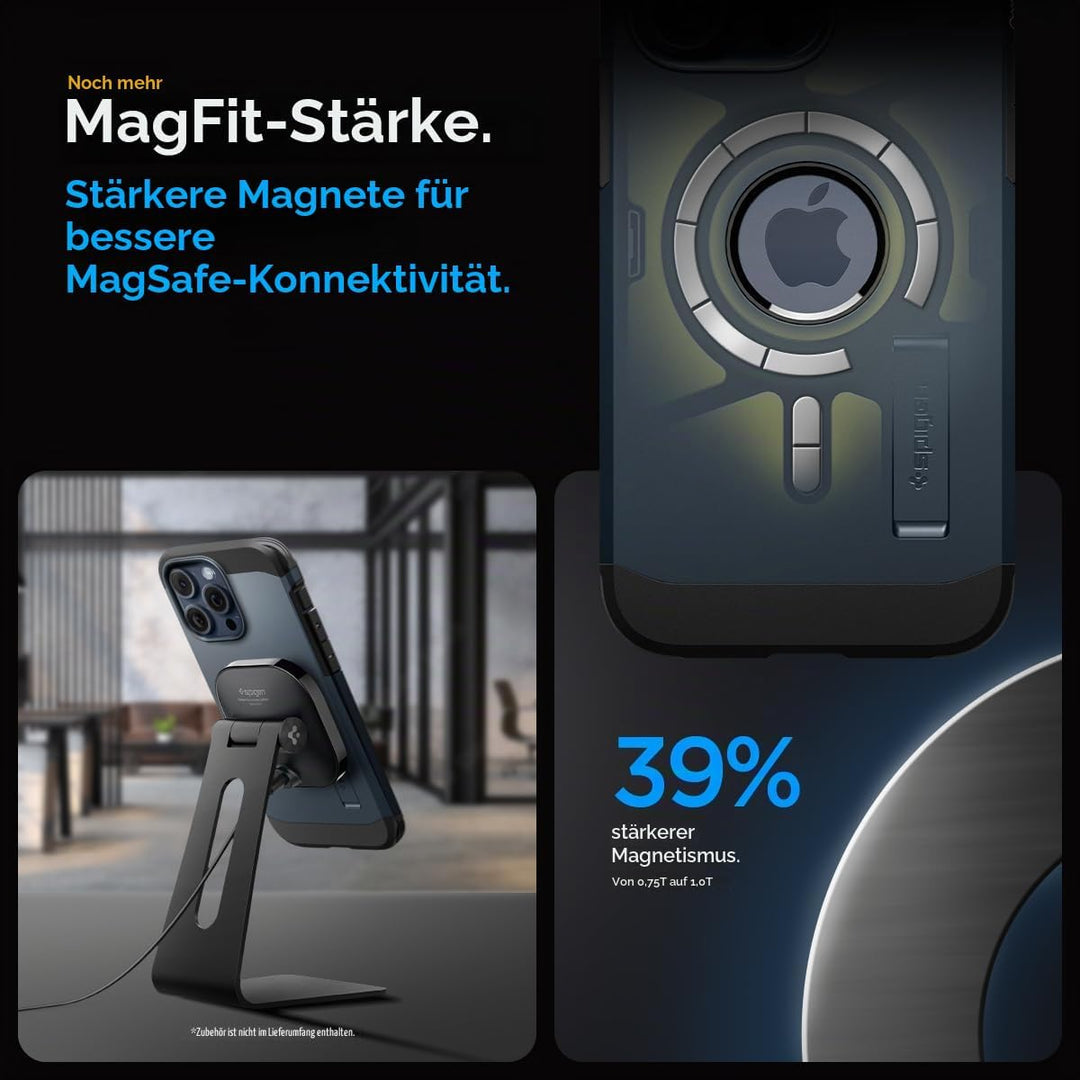 Spigen Hülle für iPhone 15 Pro Max Tough Armor MagFit Kompatibel mit MagSafe -Metal Slate, Metal Sla