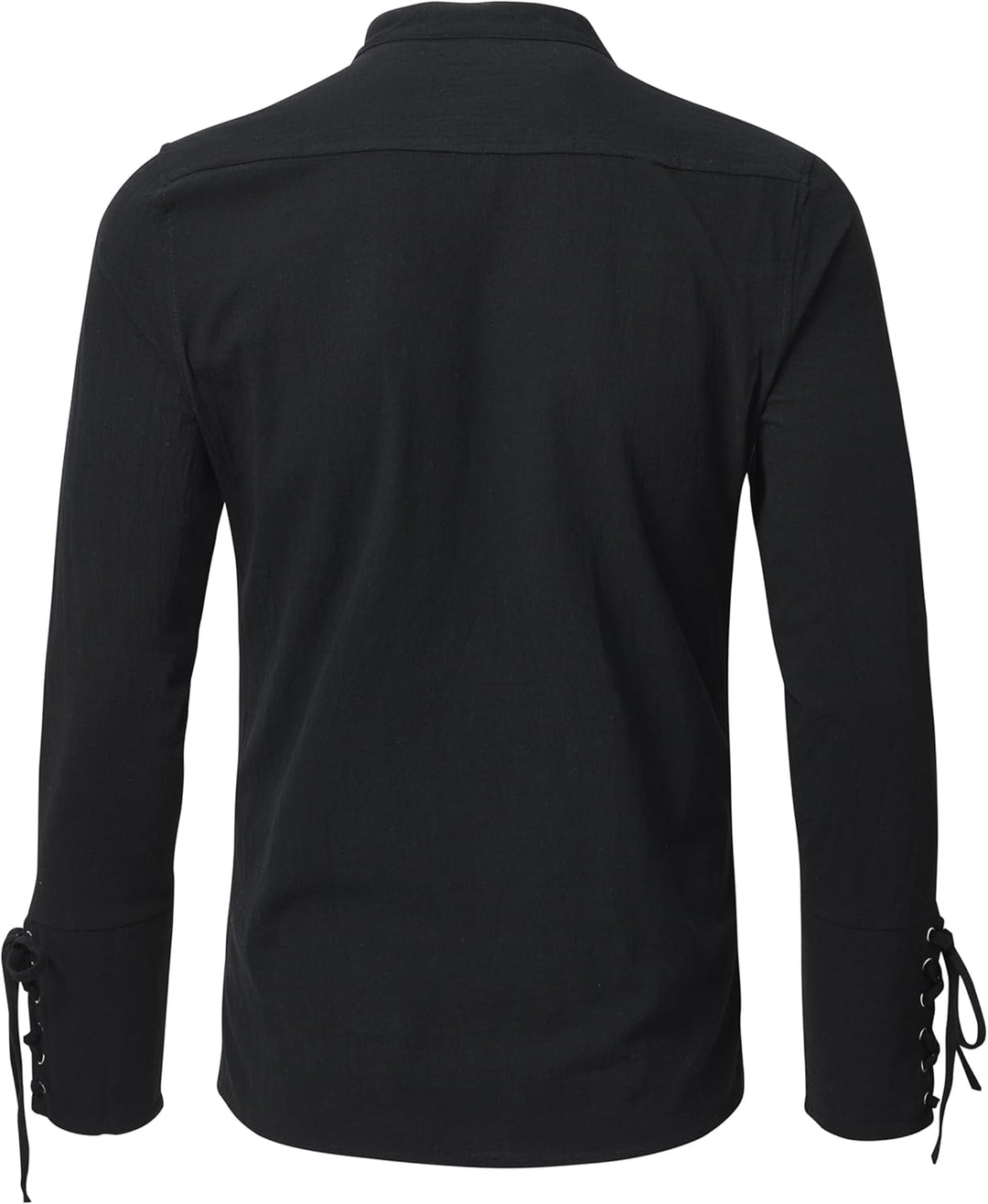 LUYANA Herren Mittelalter Hemd Leinenhemd Schnürung Piratenhemd Renaissance Wikinger Shirt Stehkrage