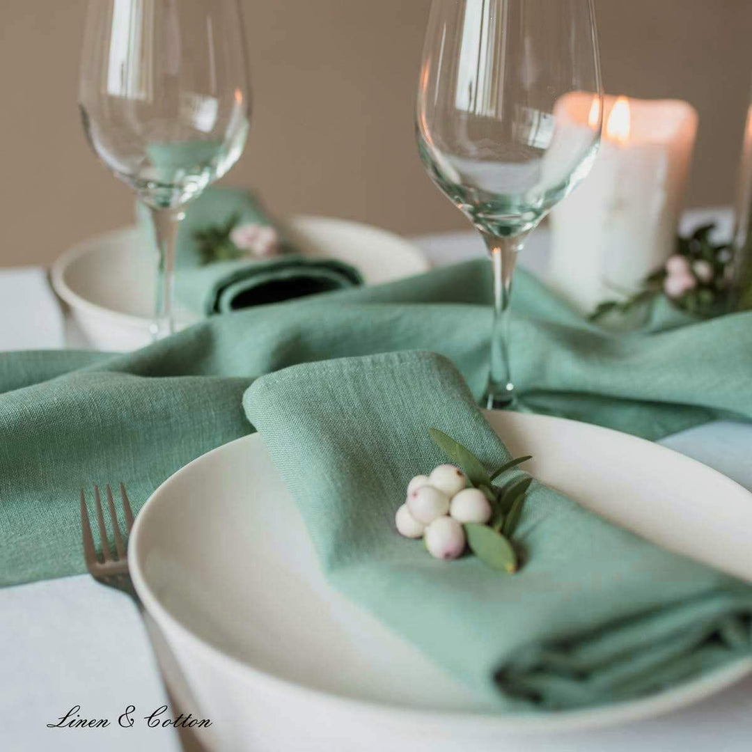 Linen & Cotton Hochwertige 4 x Stoffservietten/Servietten Stoff/Leinenservietten Hygge - 100% Leinen