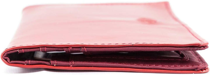 Big Skinny Damen Executive Leder Bi-Fold Scheckbuch Slim Wallet für bis zu 40 Karten Rot, Rot