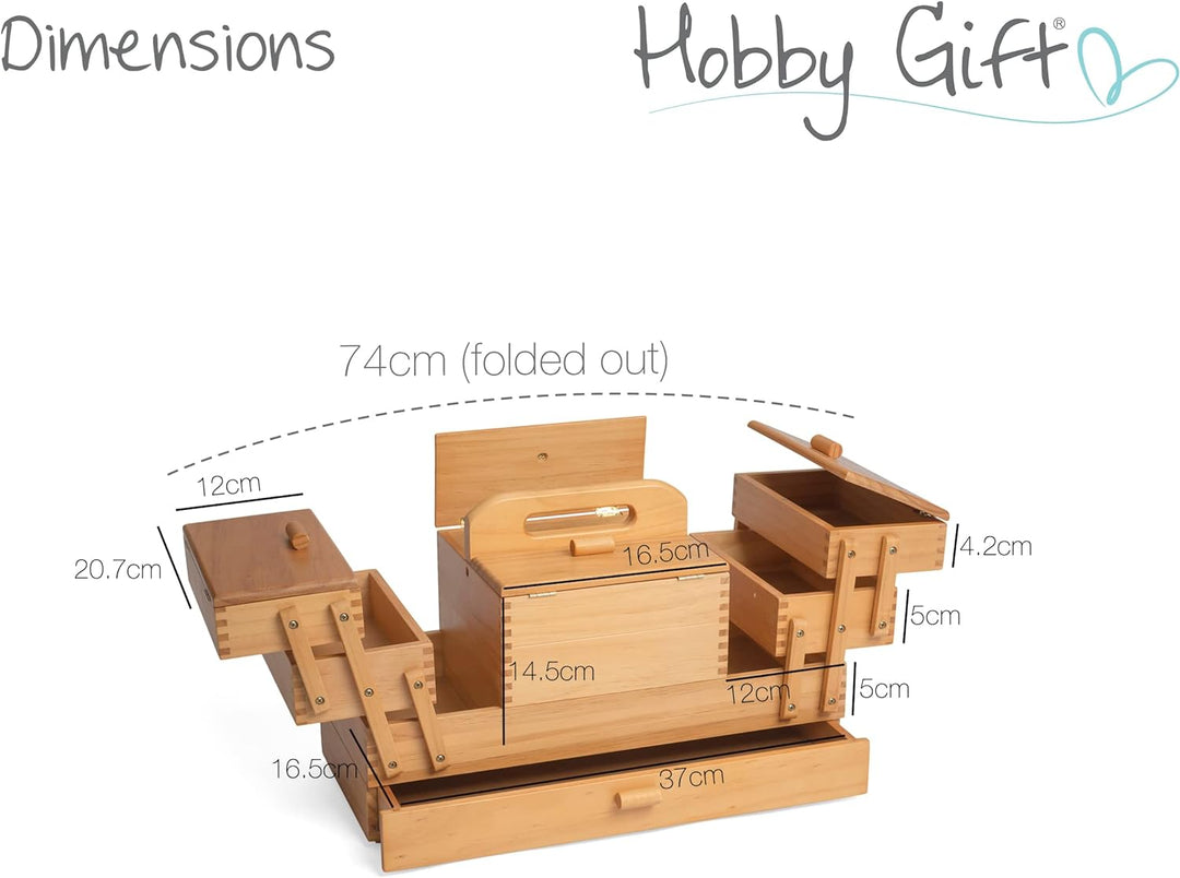 Hobby Gift Etagen-Aufbewahrungsbox aus Holz zum Nähen, Basteln und Hobby, 4 Etagen mit Schublade, 4