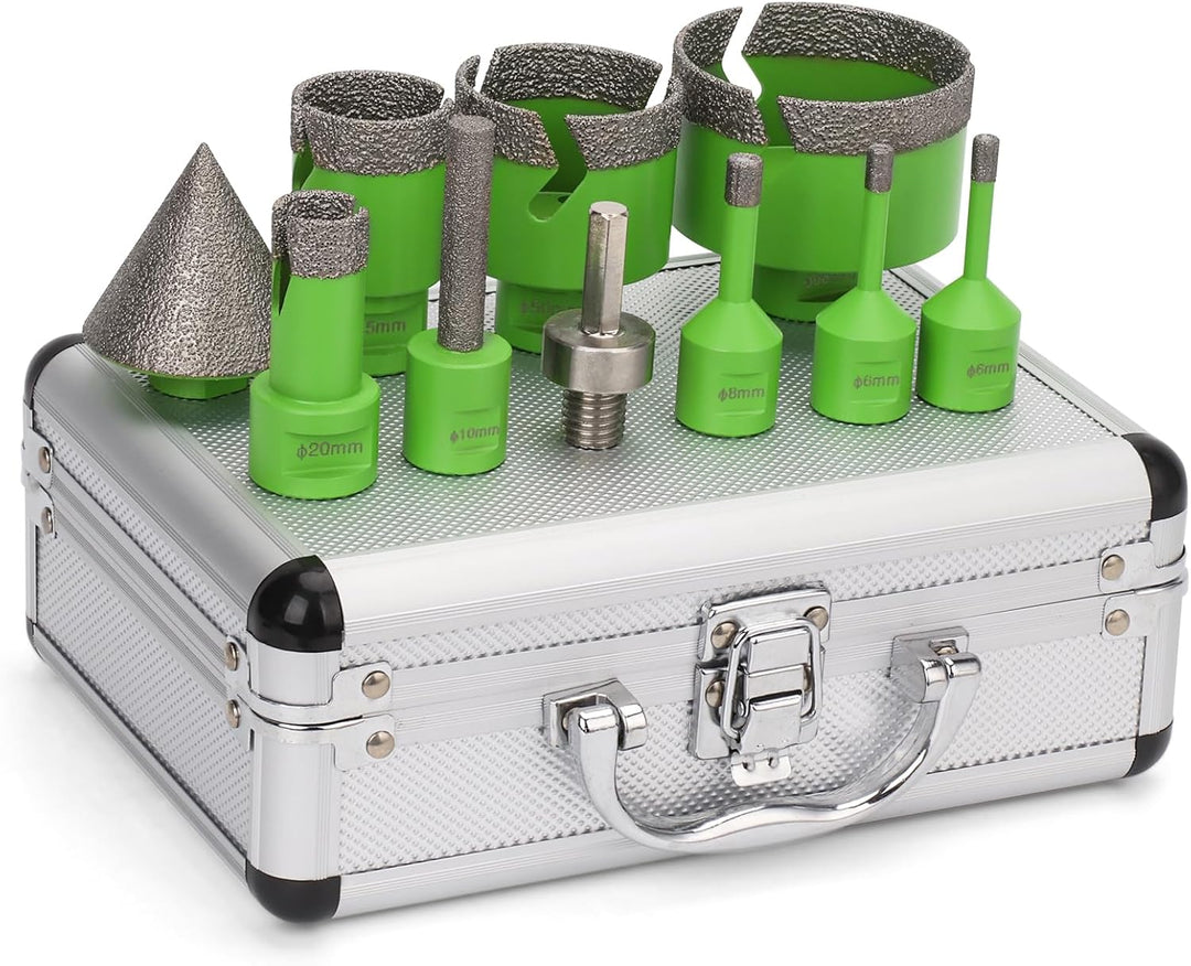 Snowtaros Diamant Fliesenbohrer Set, 6/6/8/20/35/50/68mm M14 Diamantbohrer mit 10mm Fingerbohrer/50m
