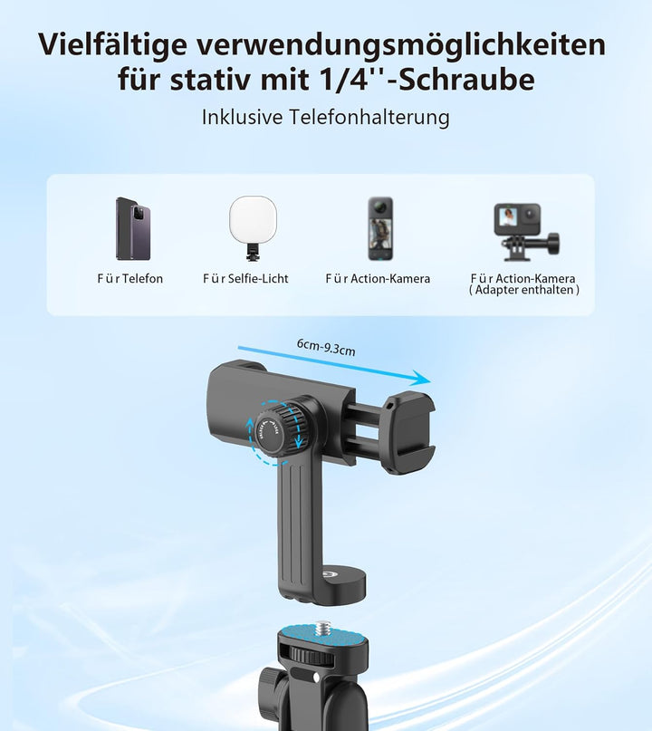 Gahenwo 173cm Selfie Stick Stativ, Einbeinstativ Tripod für Action-Kamera, All-in-1 Handy Stativ mit