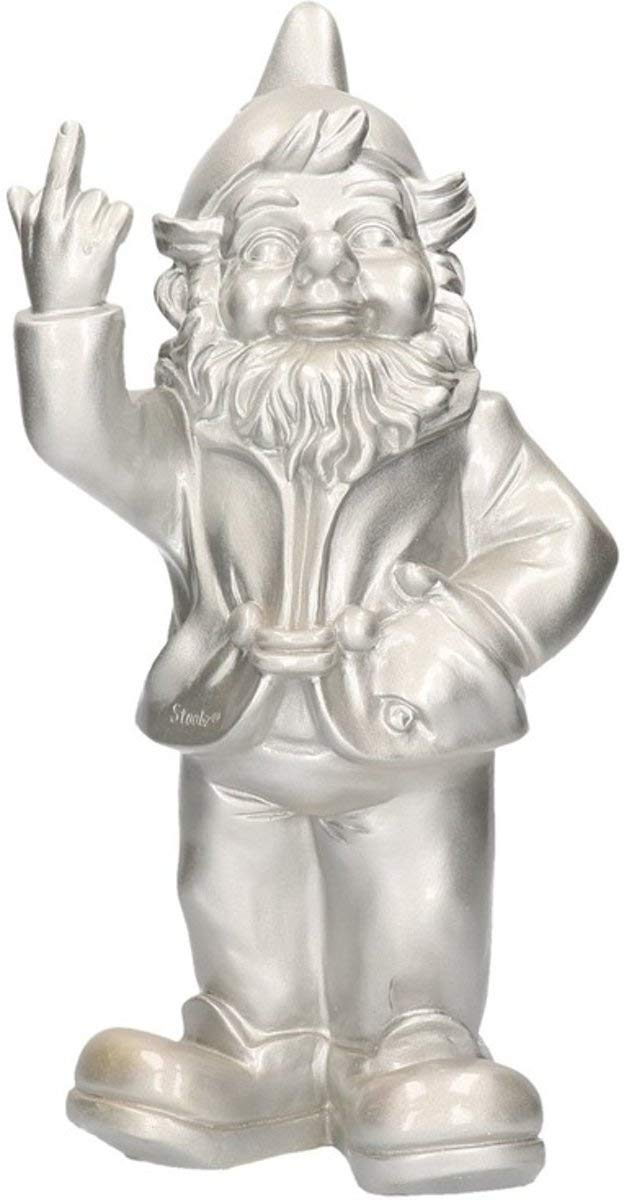 Gartenzwerg Mittelfinger Garten Wichtel 30cm Silber| Gerichte Wahl