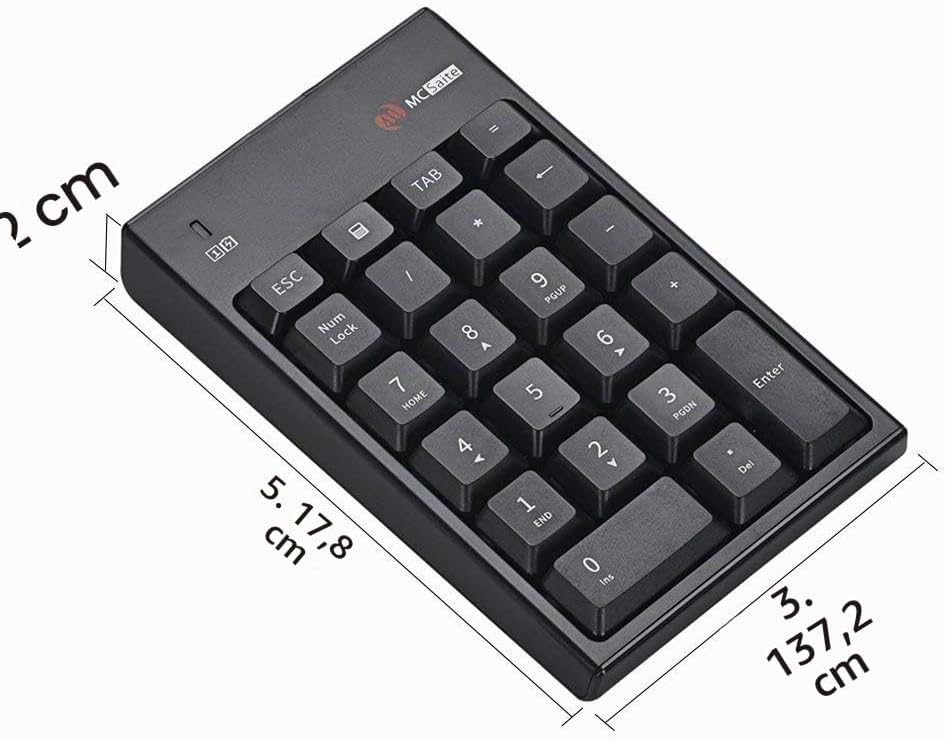 MCSaite Ziffernblock und Maus Kombination, 2,4G kabellose Mini USB Ziffernblock und Maus Kombination