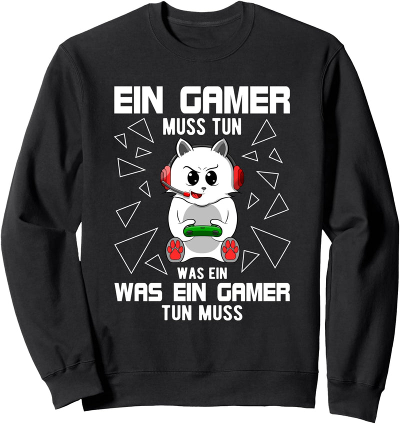 Katze Gamer Gaming Spruch Katze Headset Geschenk für Zocker Sweatshirt