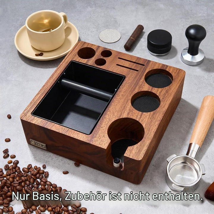 LingTing Espresso Tampierstation 51/54MM aus Massiv Nussbaum - Barista Arbeitsplatz mit Anti-Druck
